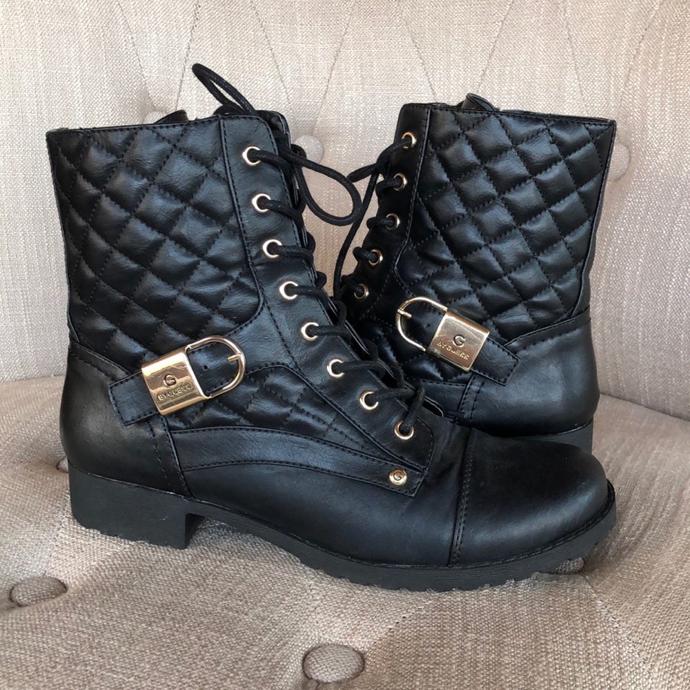 Black Combat Boots by Guess